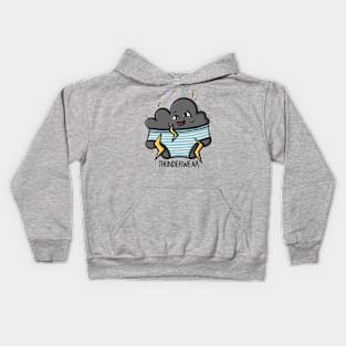 Thunderwear, Funny cartoon style thunder cloud in underwear, Digital Illustration Kids Hoodie